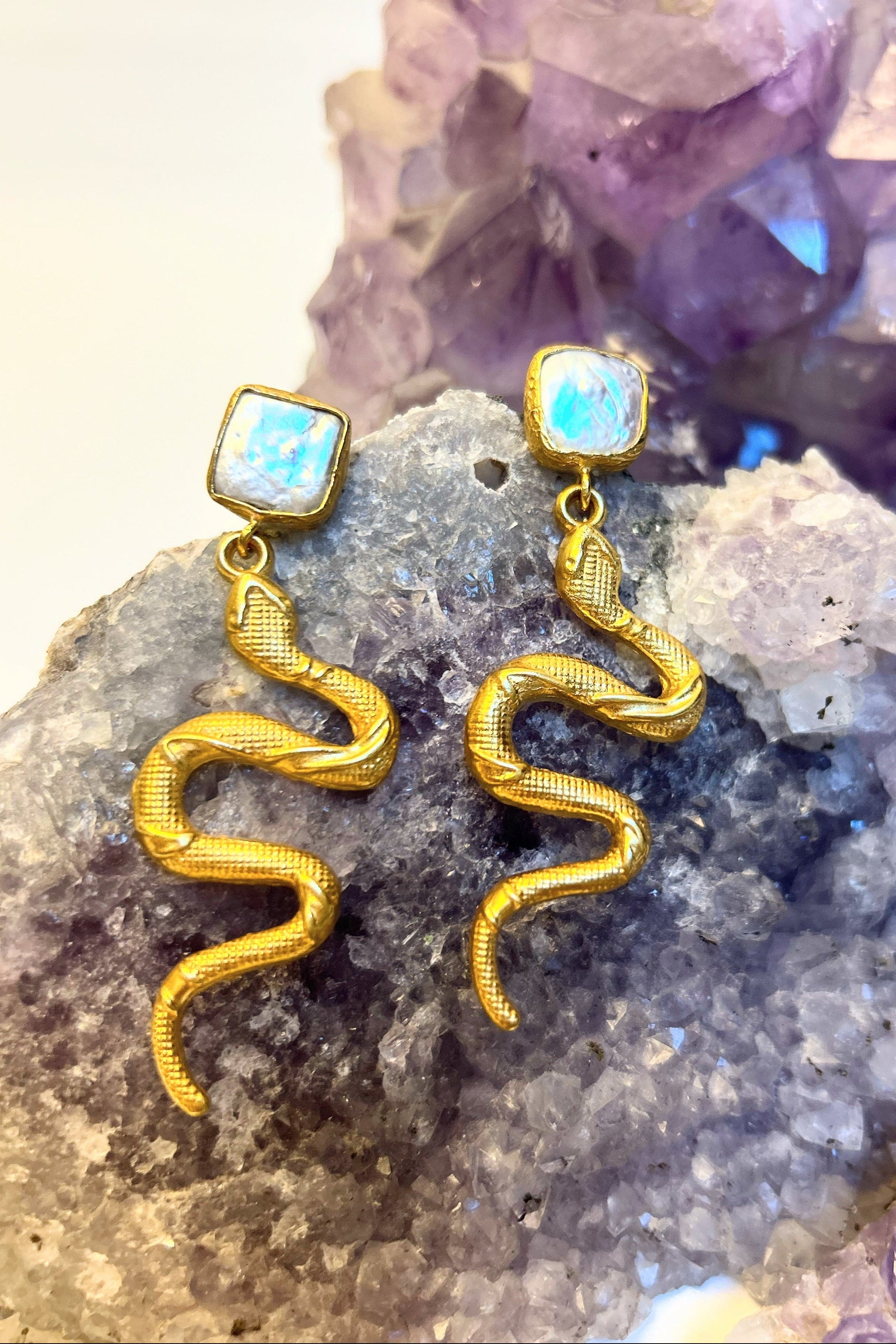 Pearl Snake Earrings