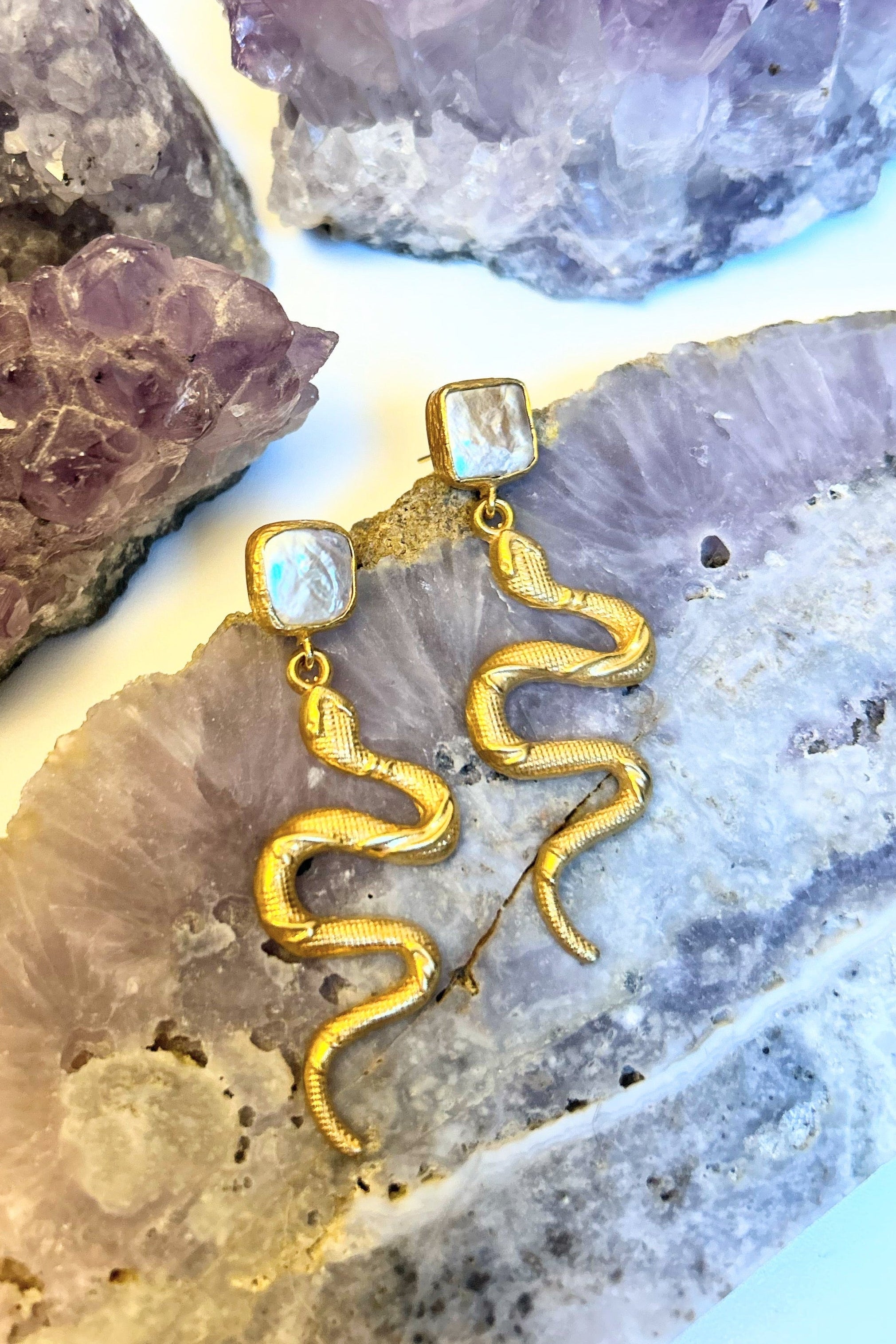 Pearl Snake Earrings