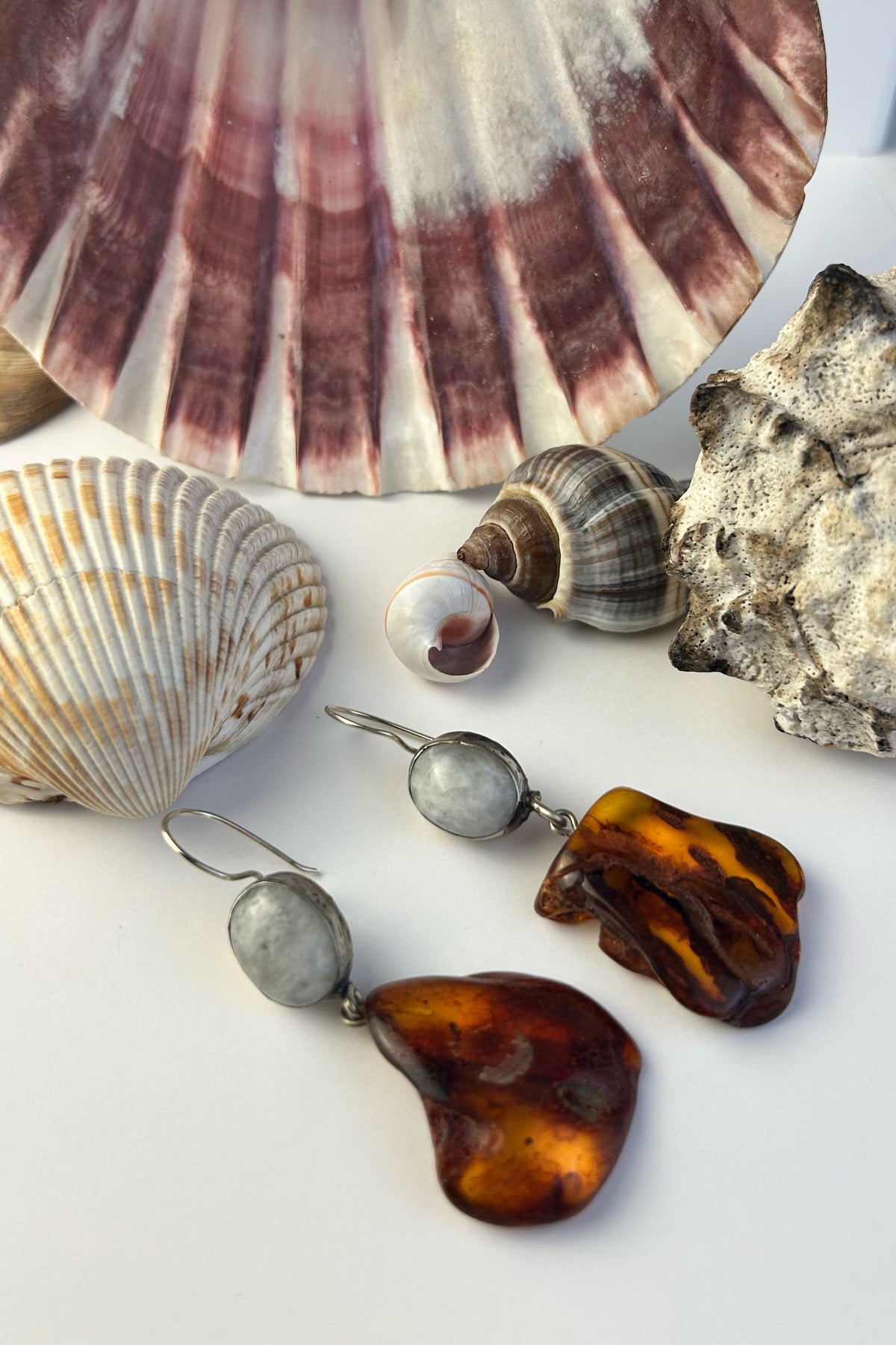 Amber & Moonstone Earrings
