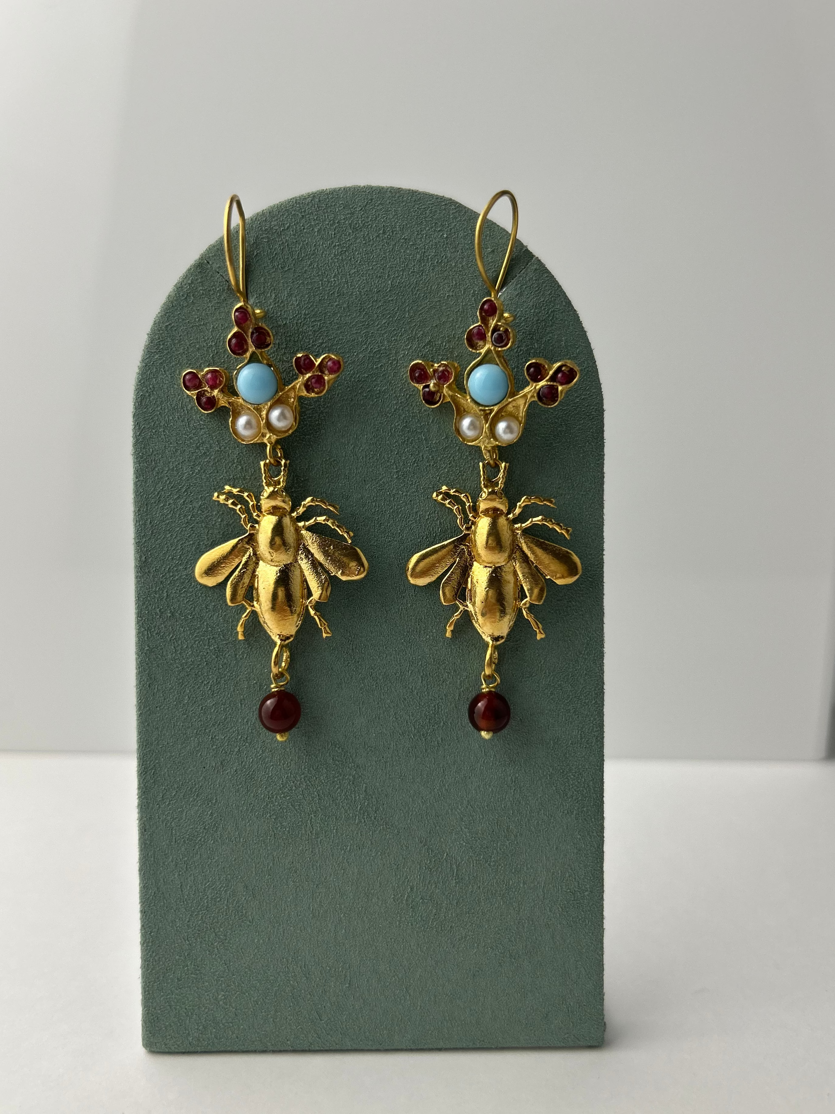 Bee & Garnet Earrings