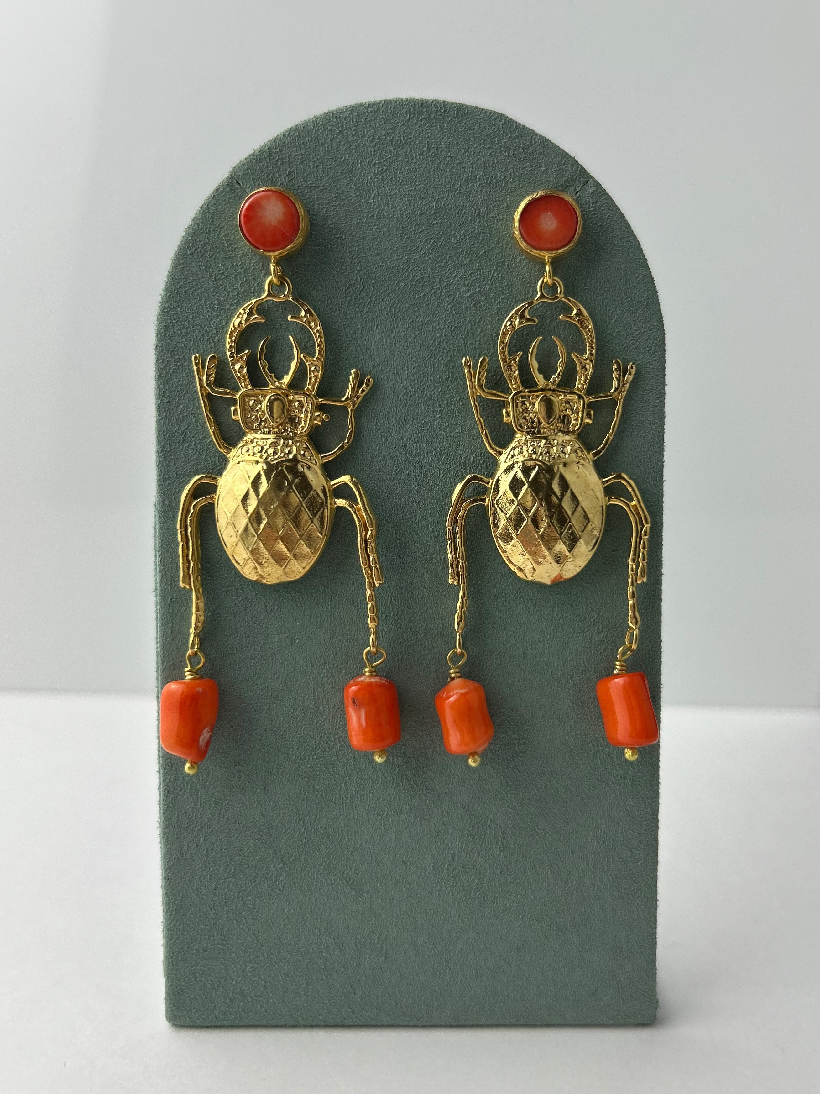 Scarab Coral Earrings