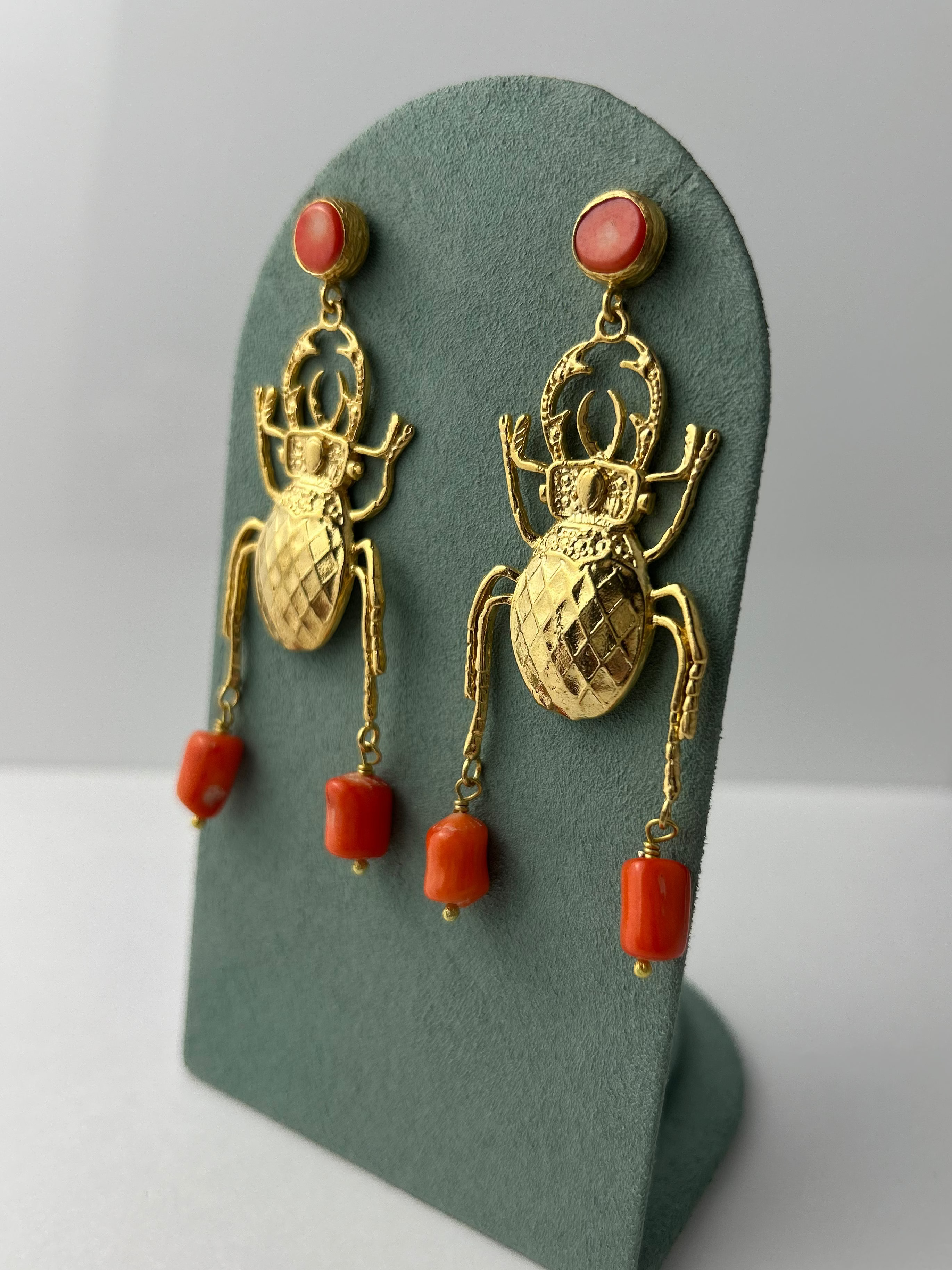 Scarab Coral Earrings
