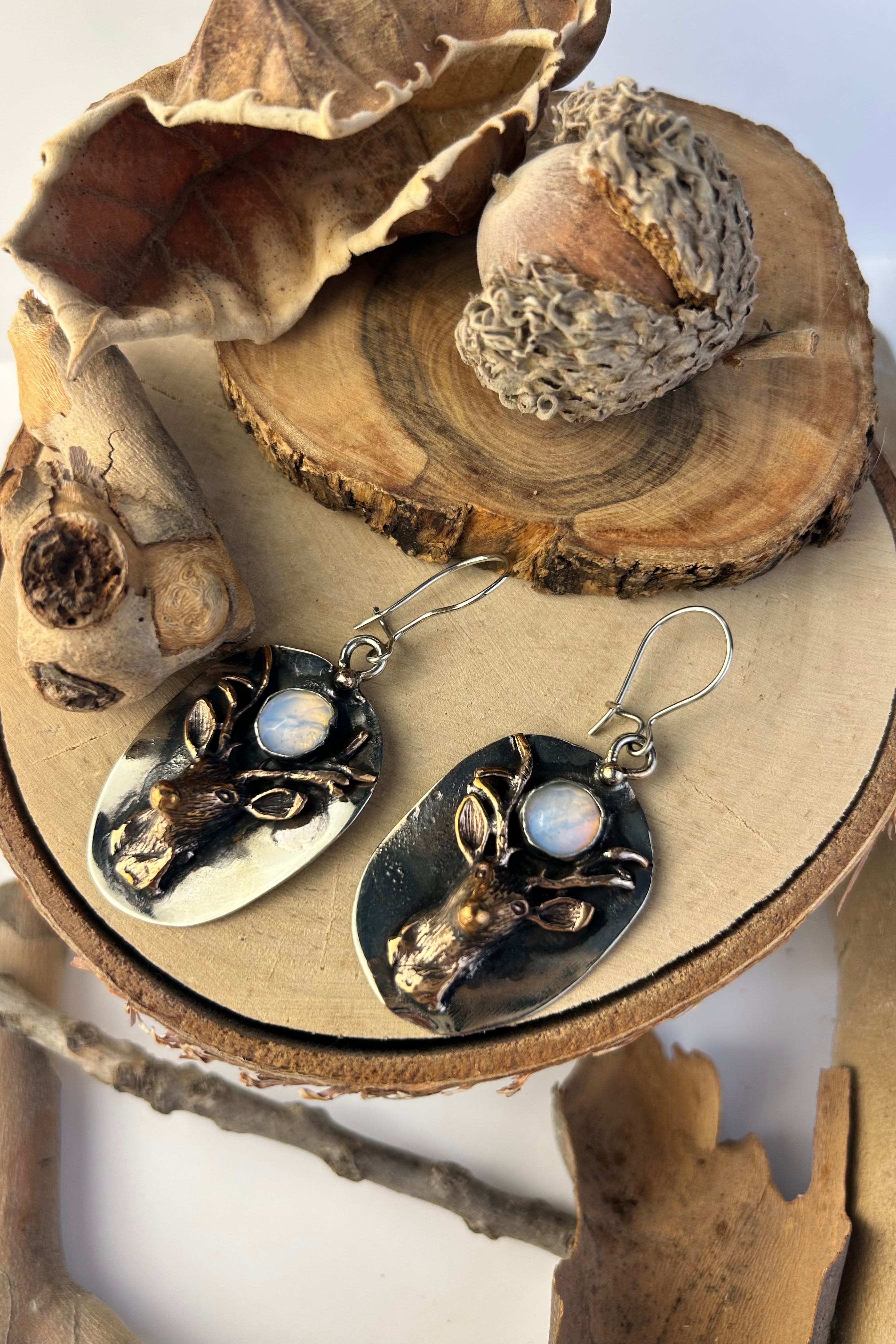 Stag & Opal Earrings