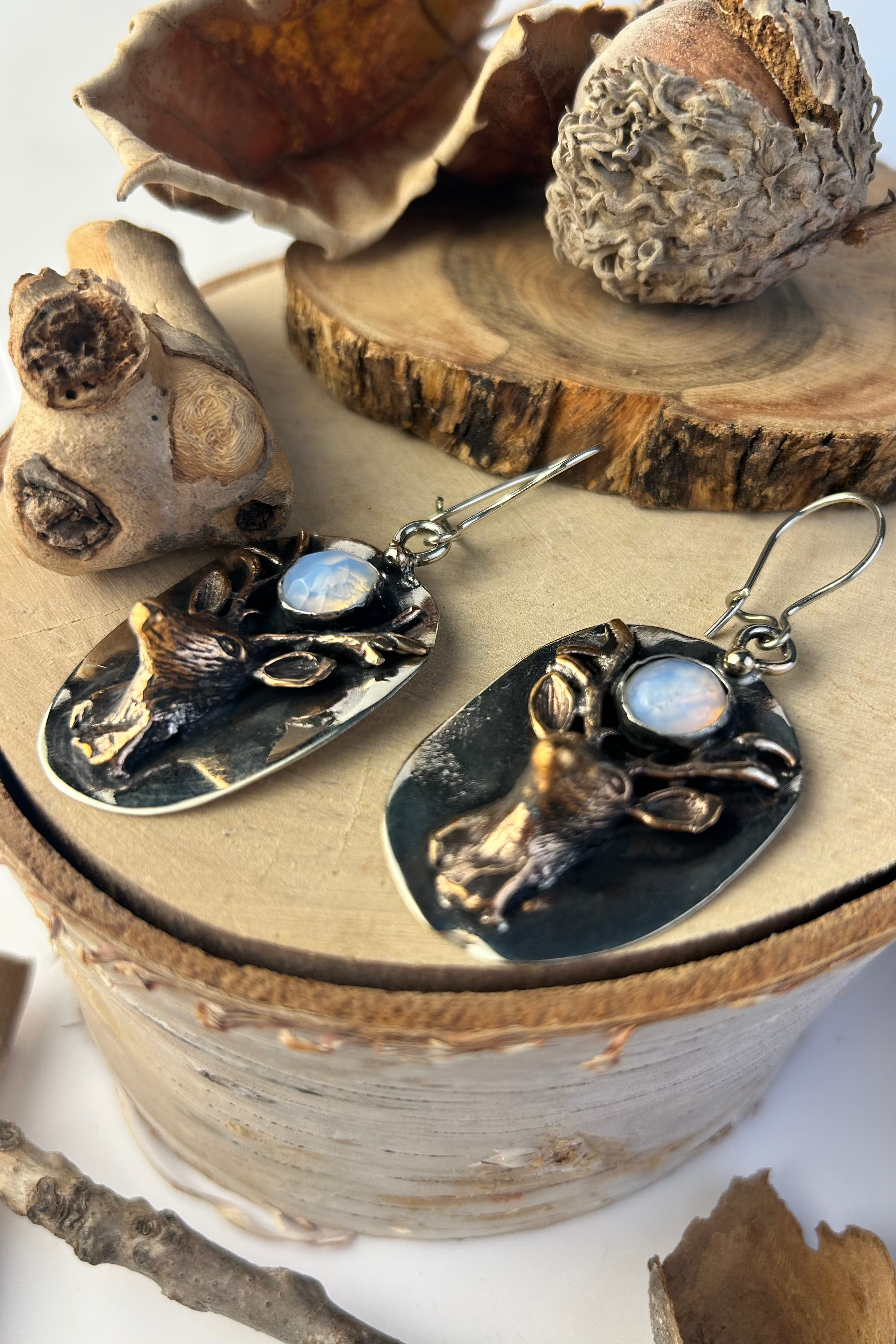 Stag & Opal Earrings