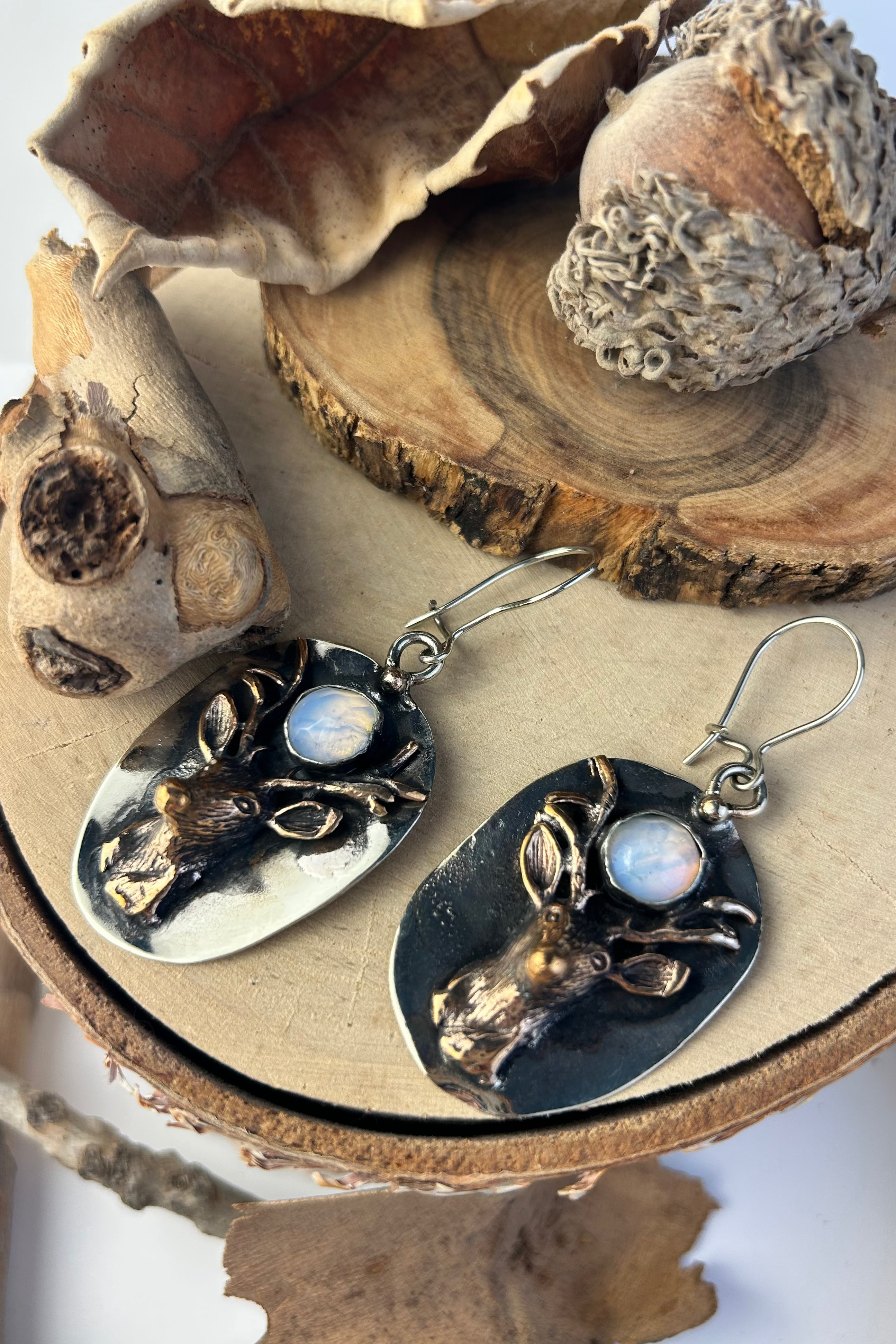 Stag & Opal Earrings
