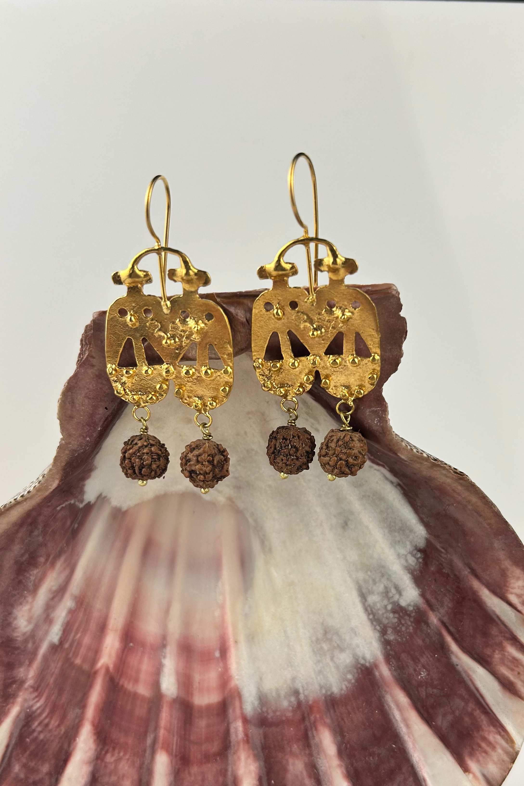 Pompei & Rudraksha Bead Earrings