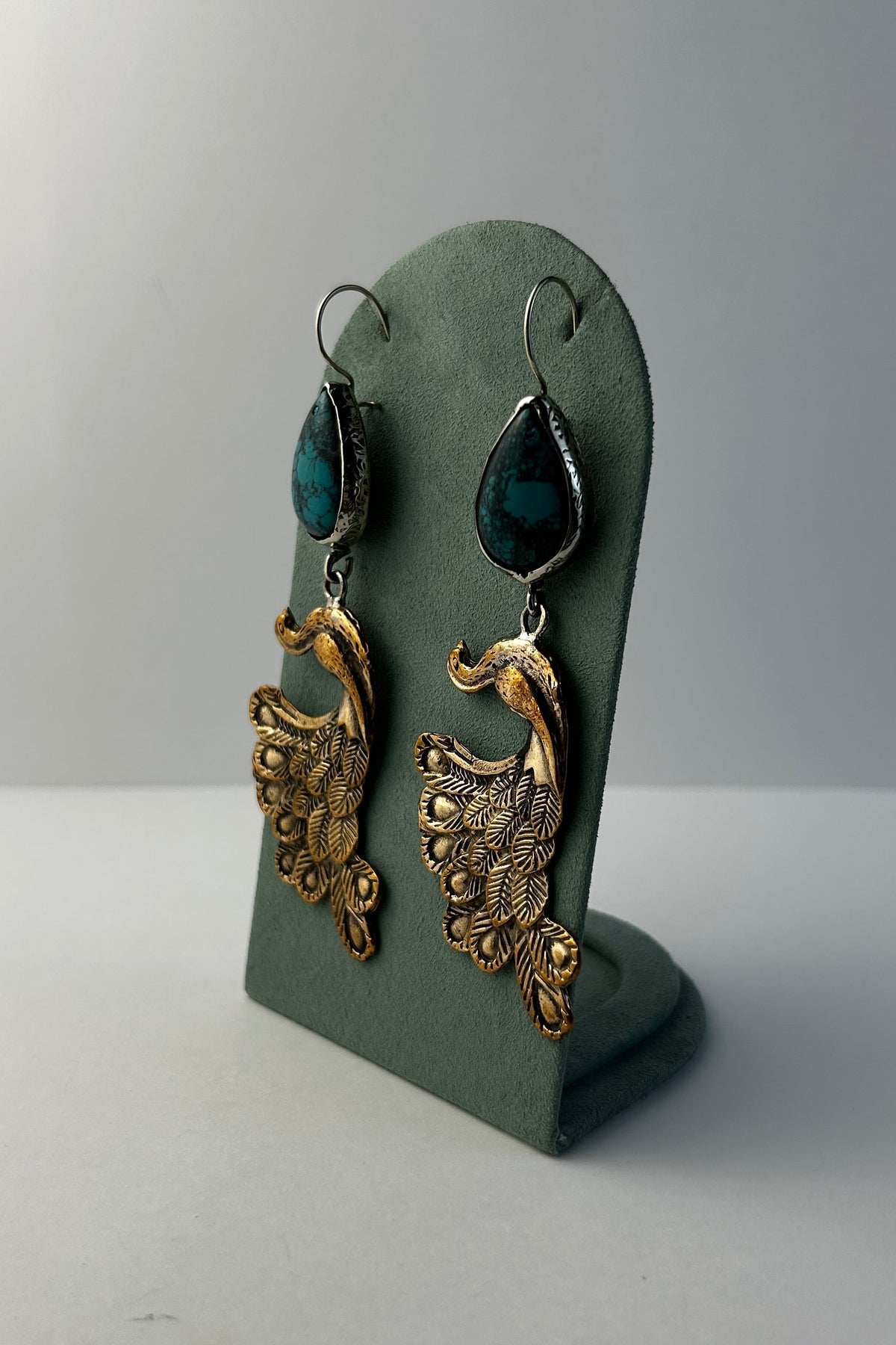 Peacock and Turquoise Earrings