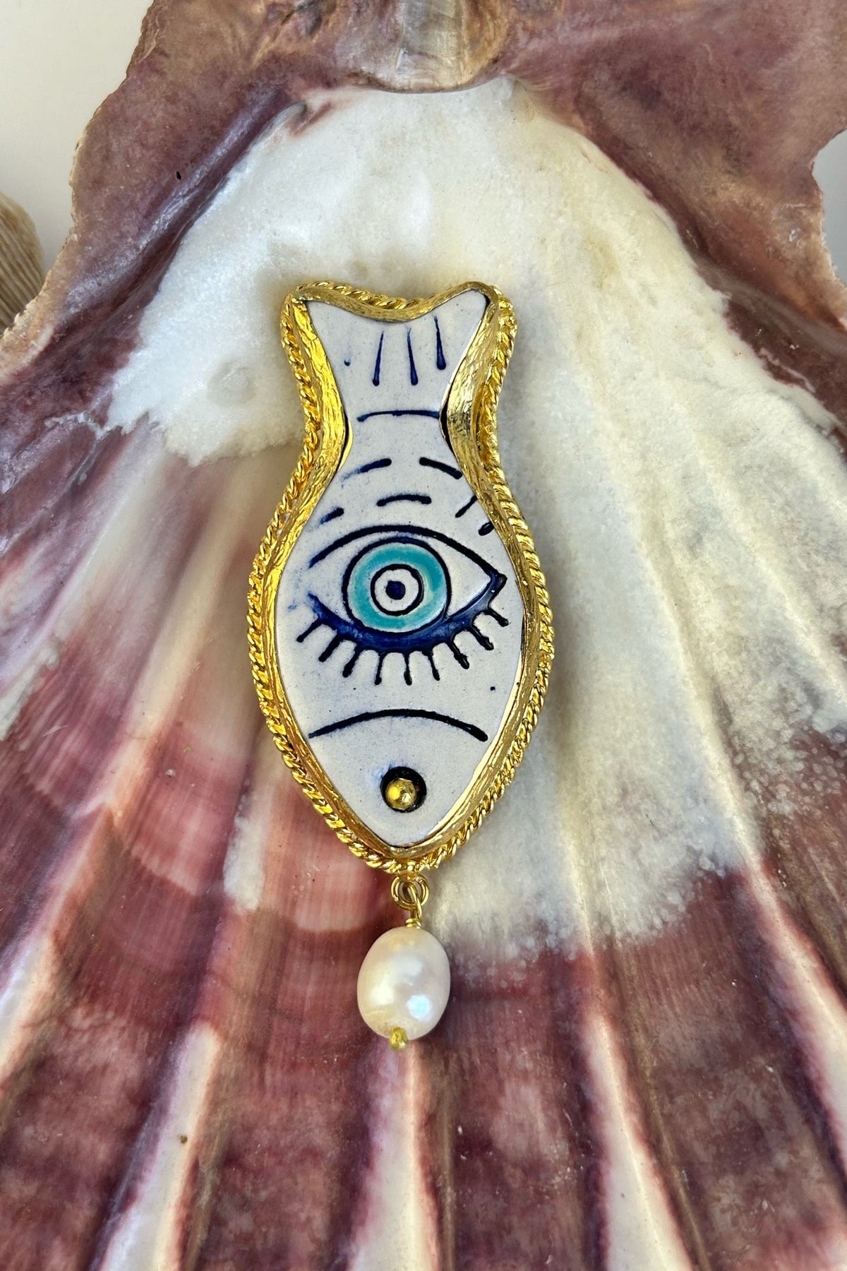 Evil Eye Fish Brooch