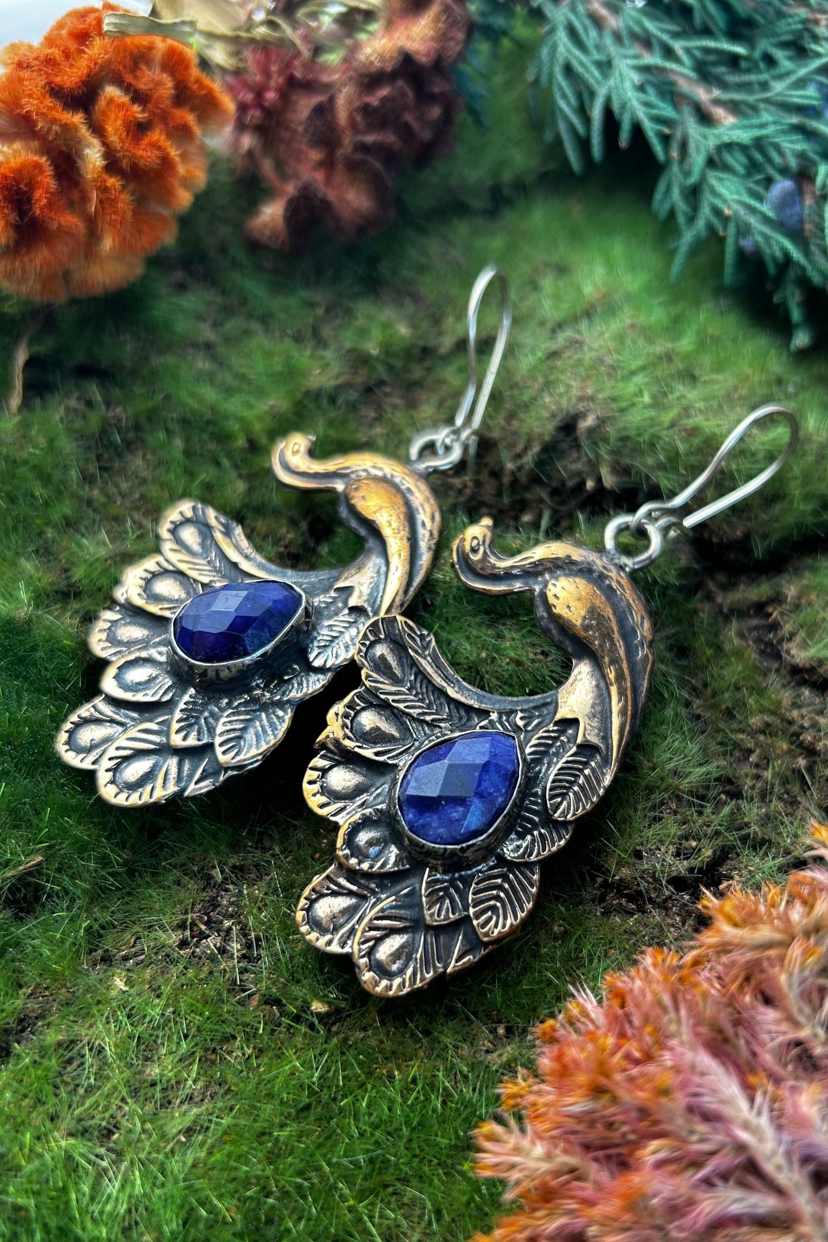 Peacock & Lapis Earrings