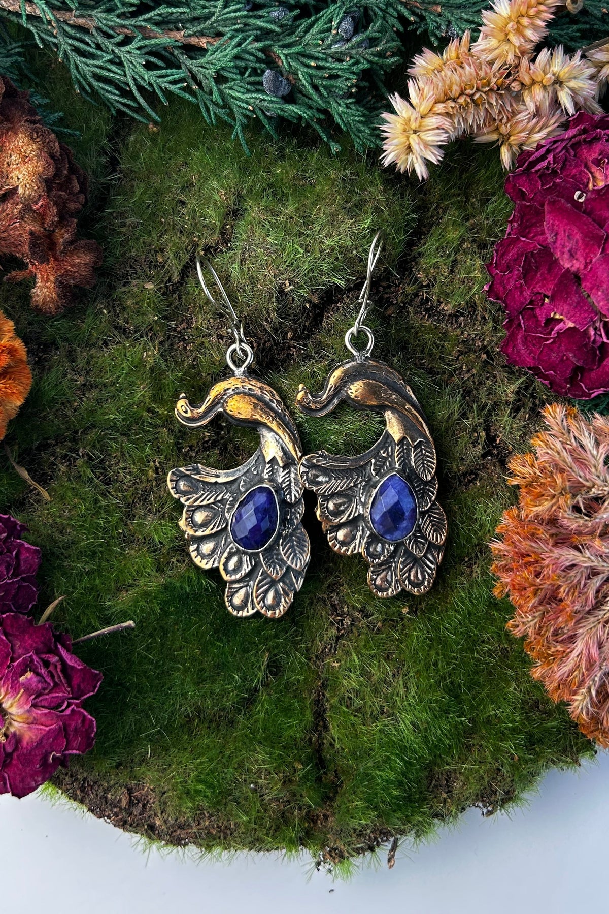 Peacock & Lapis Earrings