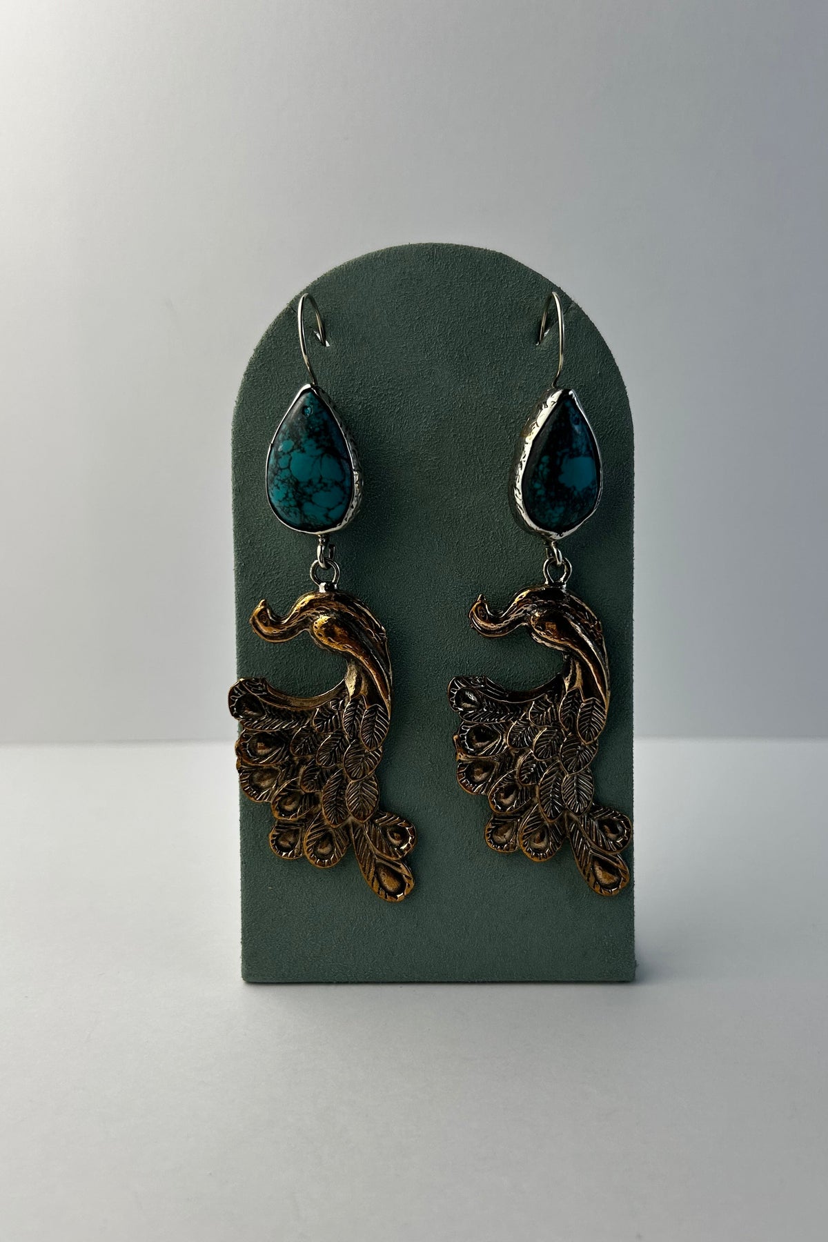 Peacock and Turquoise Earrings