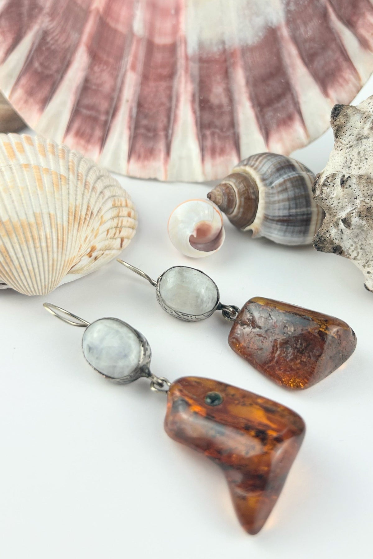 Amber & Moonstone Earrings