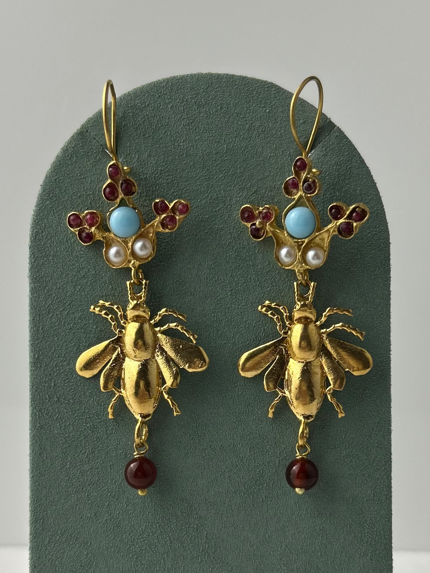 Bee & Garnet Earrings