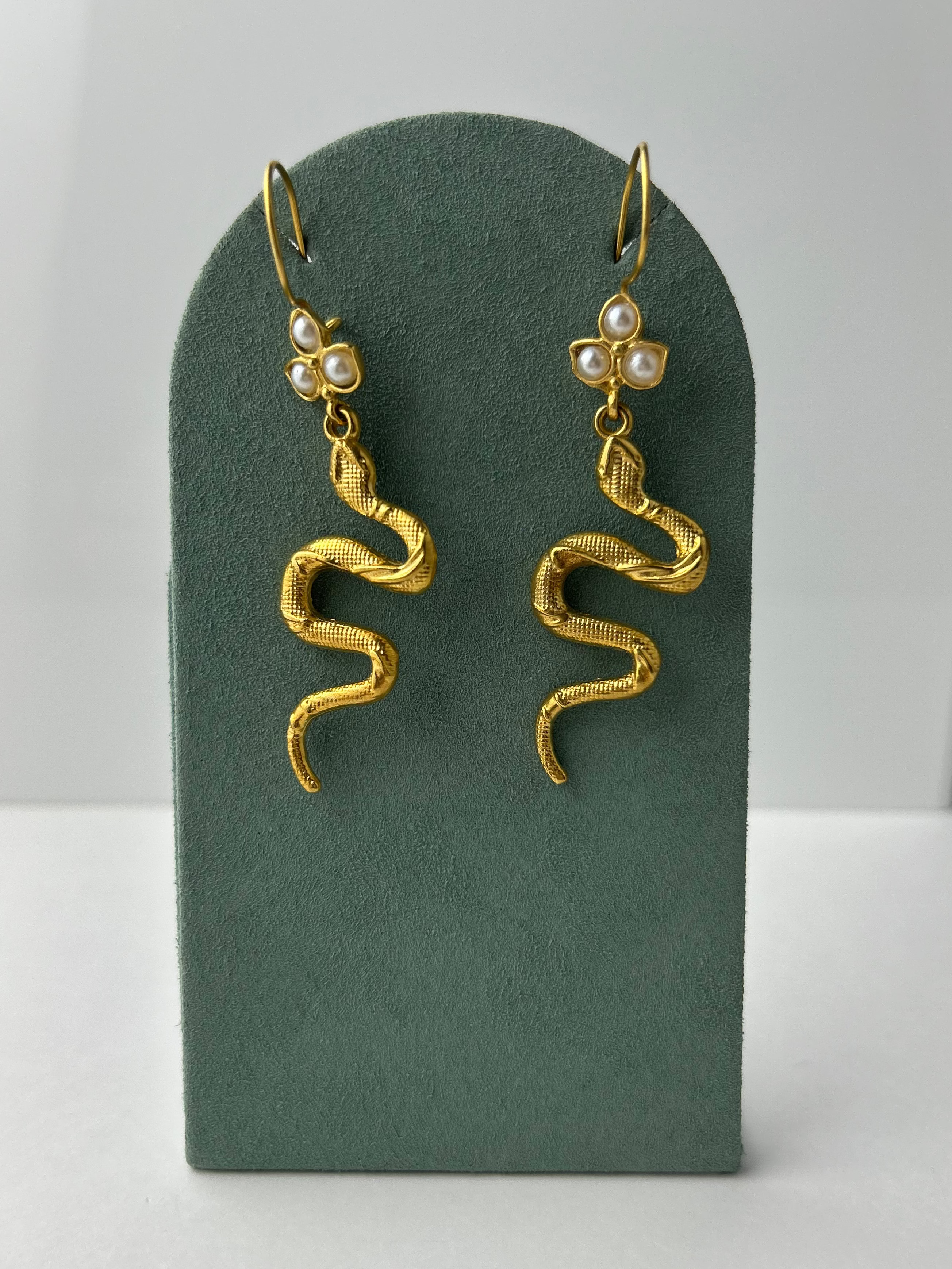 Pearl Snake Earrings