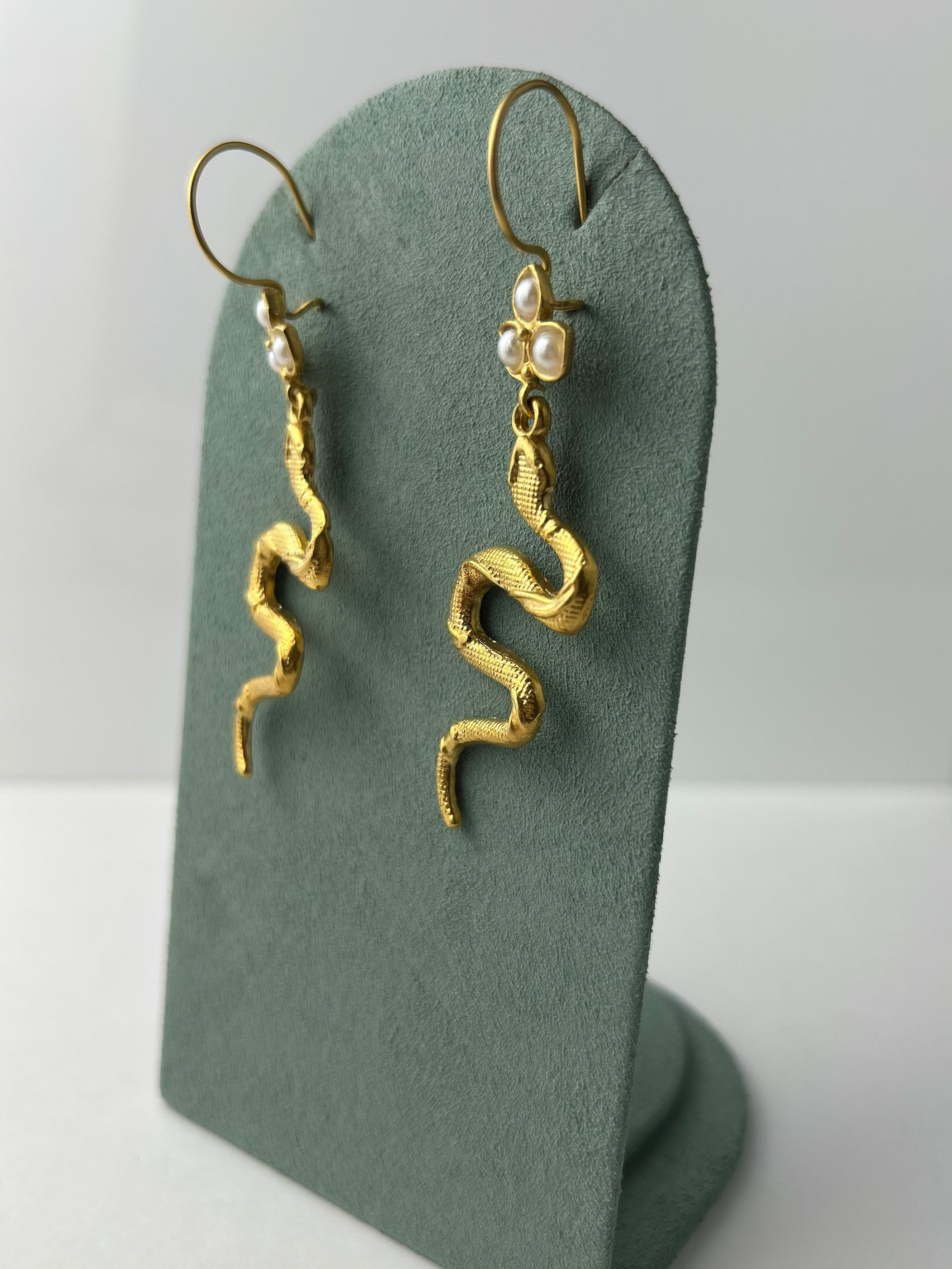 Pearl Snake Earrings