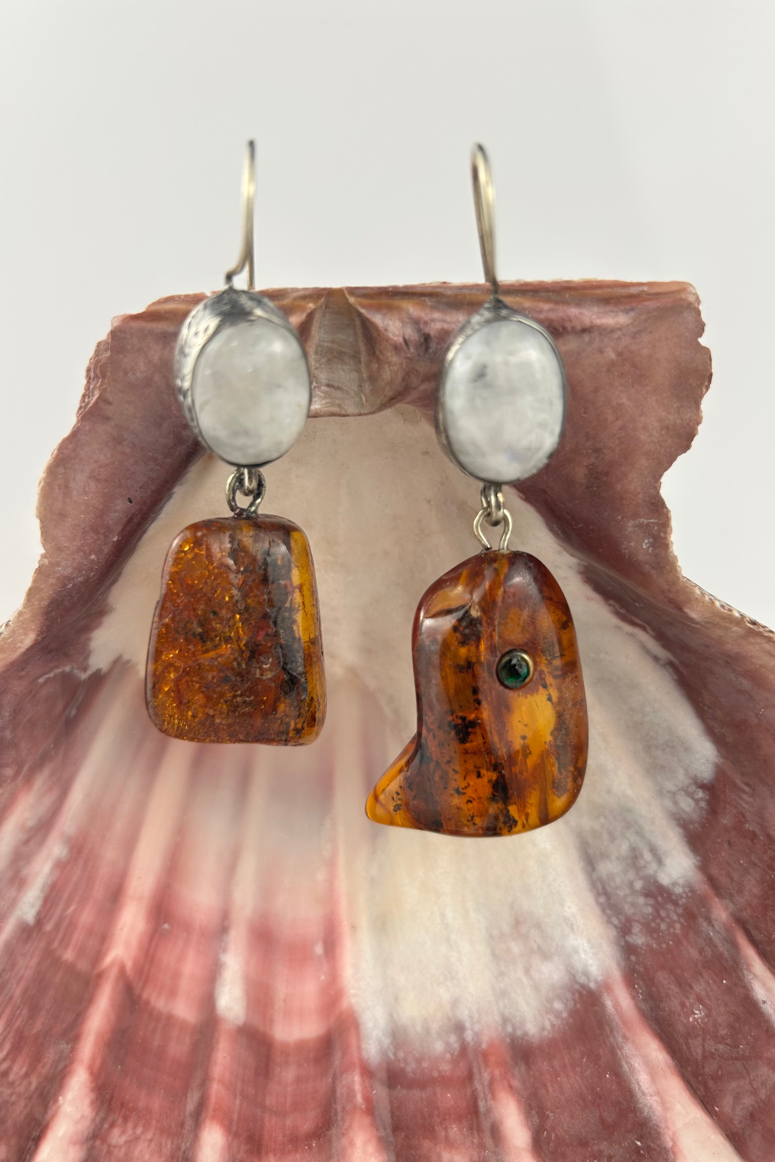 Amber & Moonstone Earrings