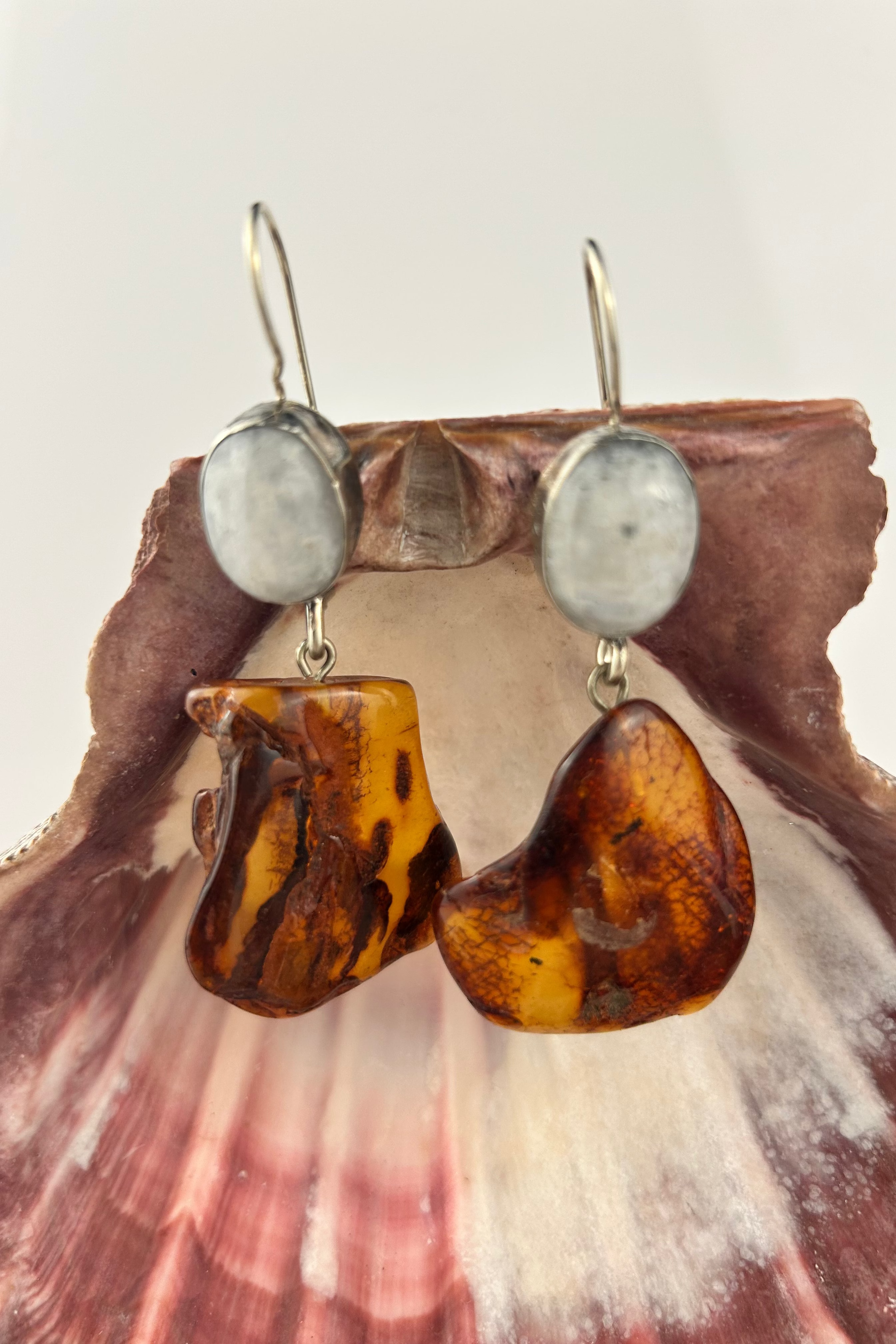 Amber & Moonstone Earrings