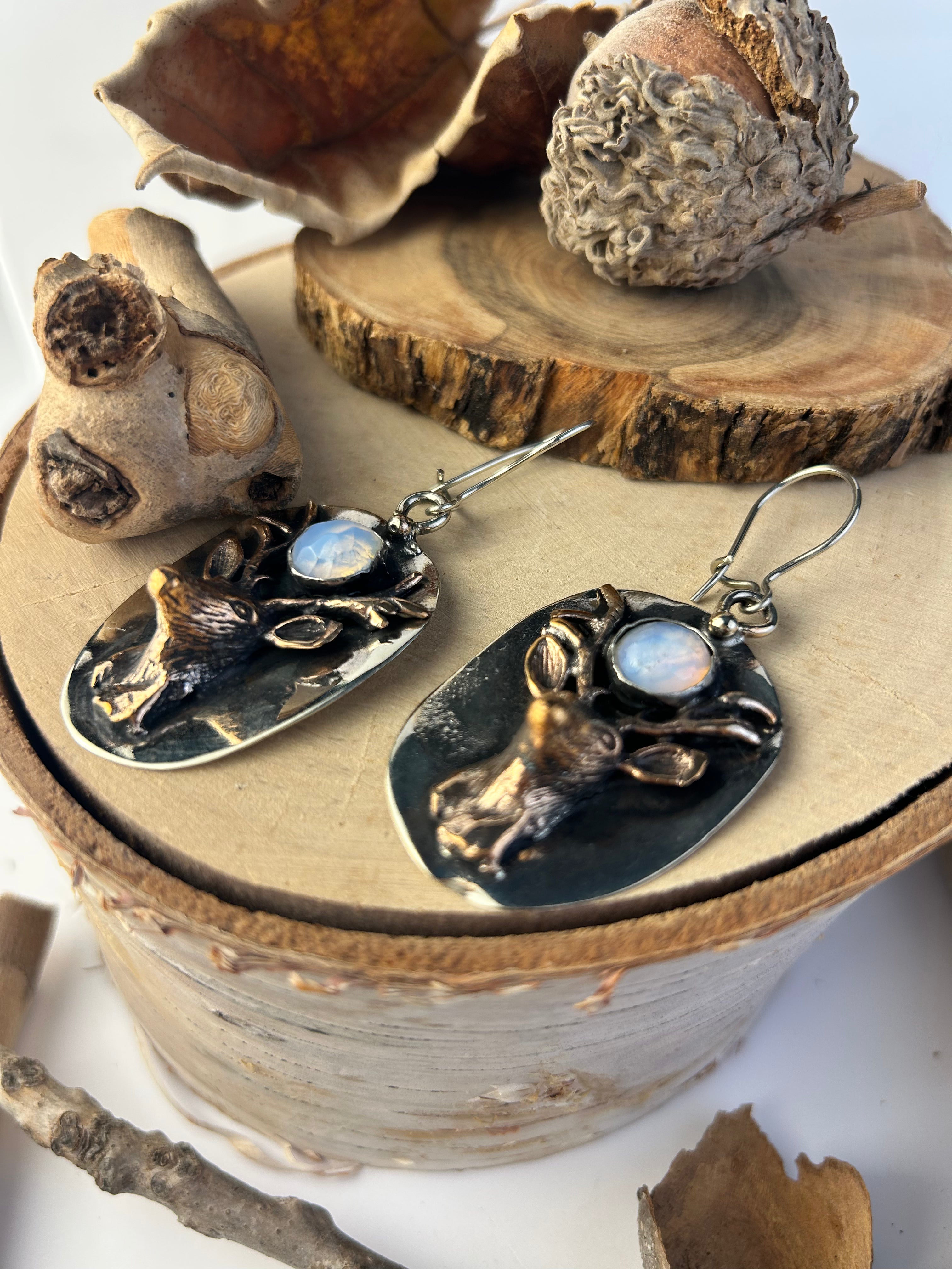 Stag & Opal Earrings