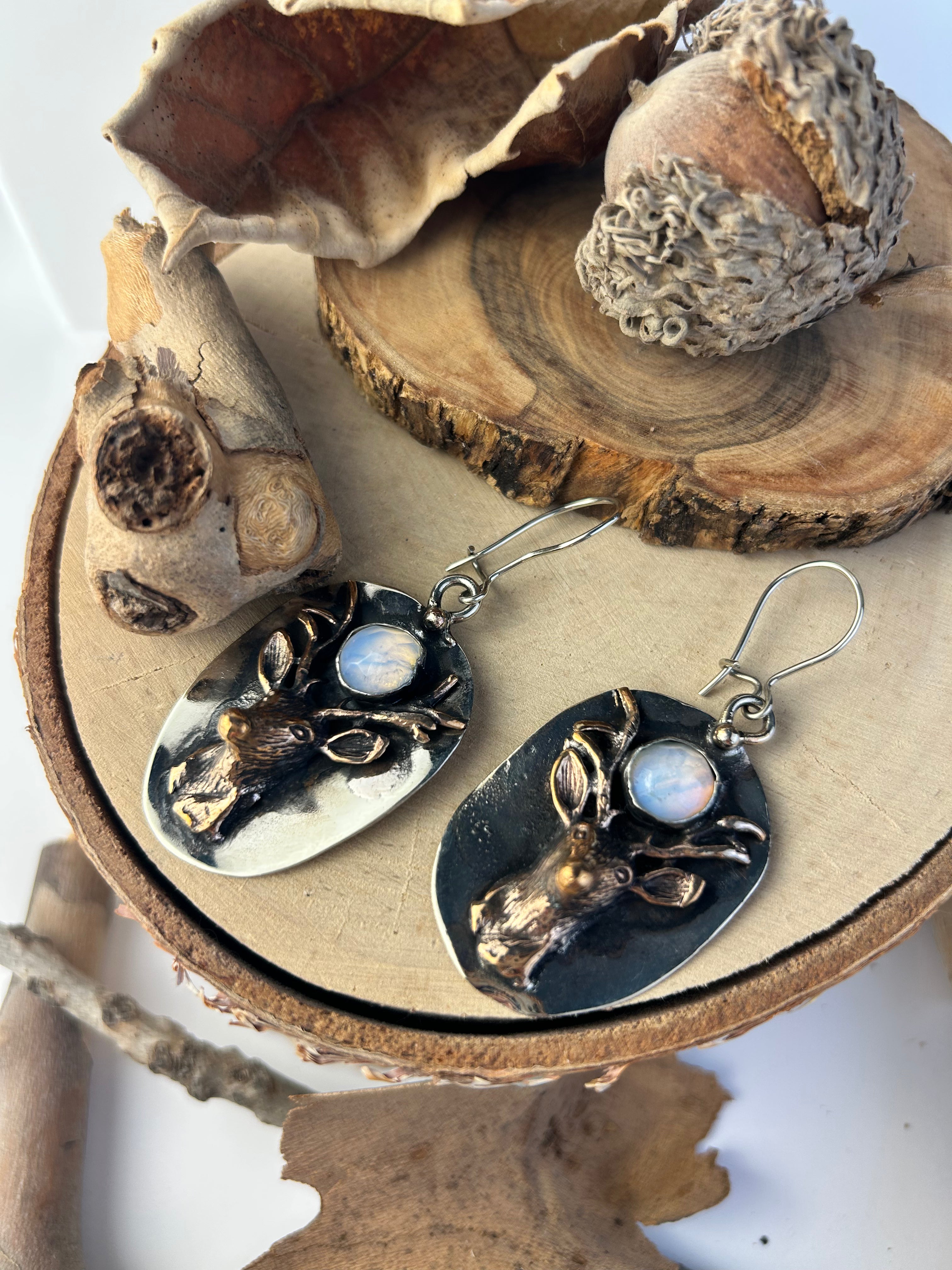 Stag & Opal Earrings