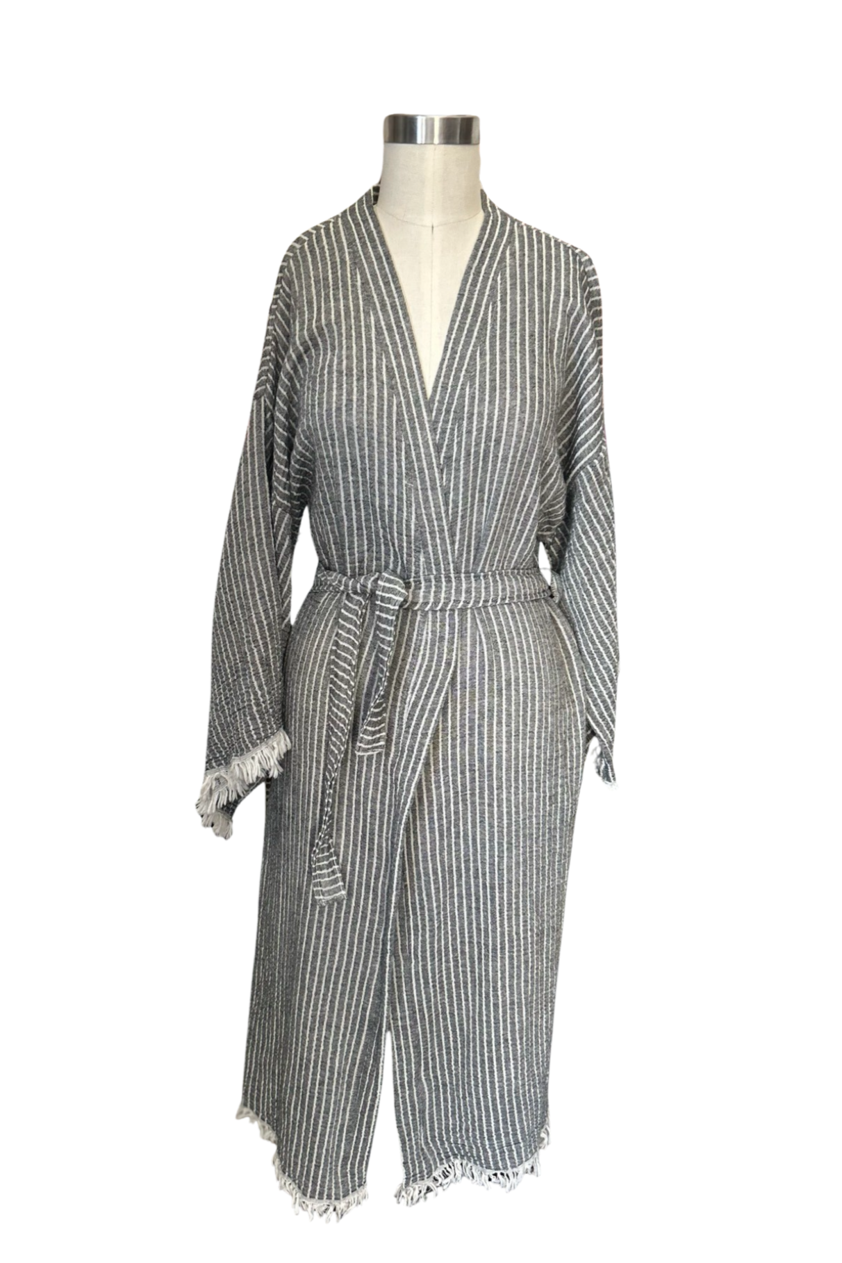 Striped Robe in Black