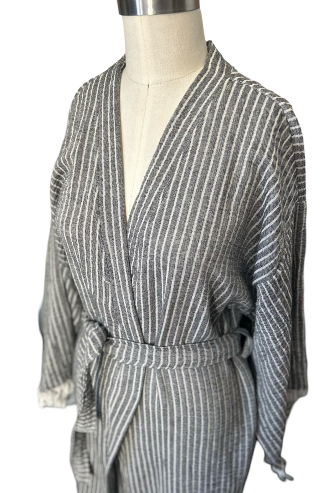 Striped Robe in Black