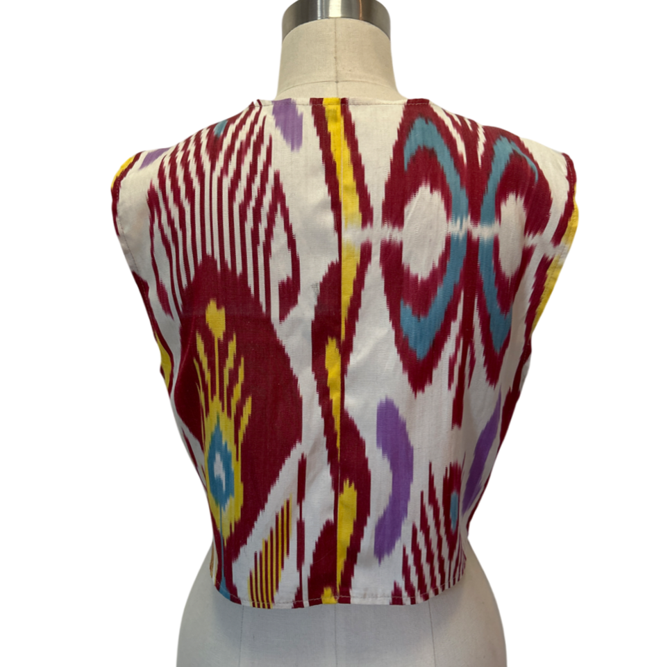 Ikat Short Vest Red