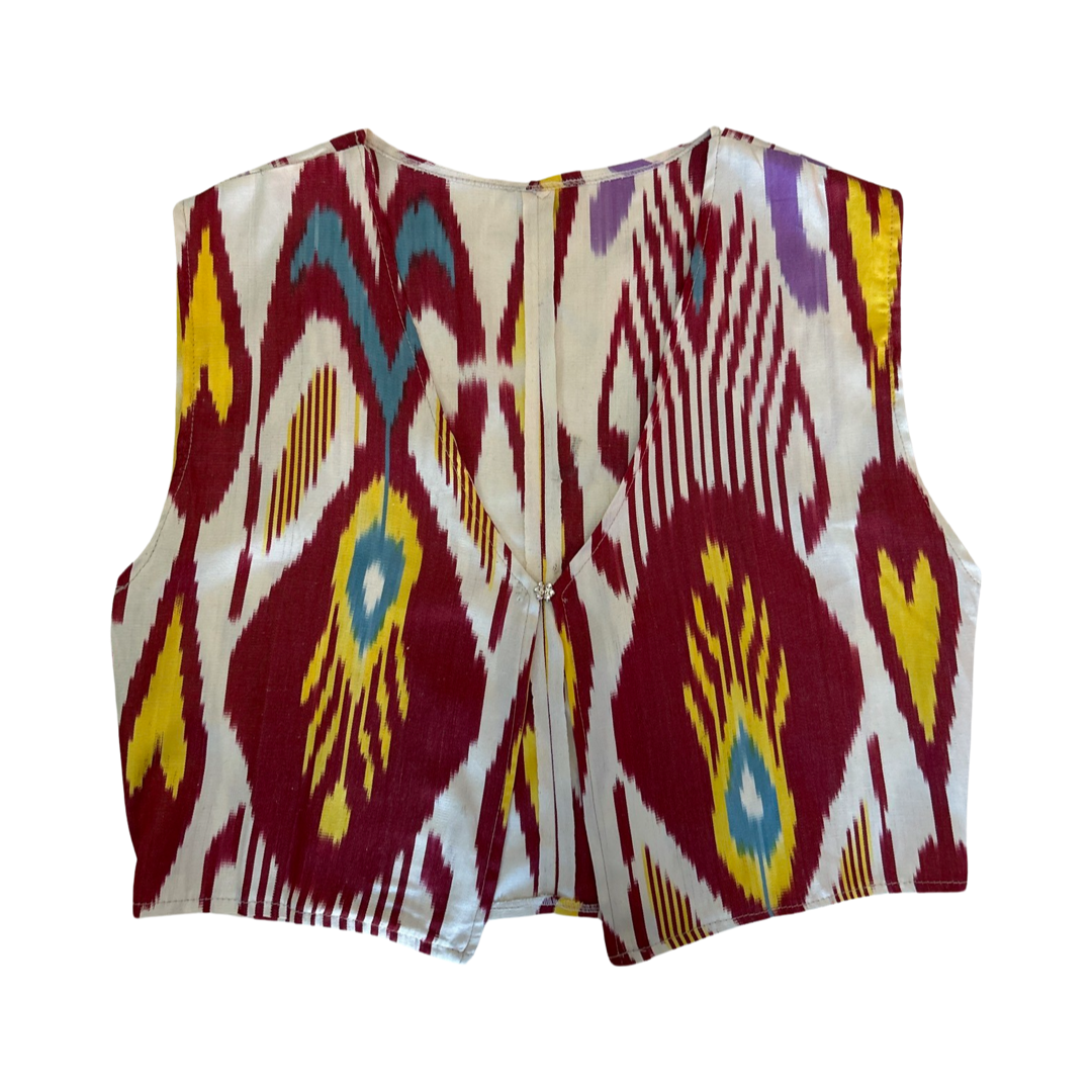 Ikat Short Vest Red