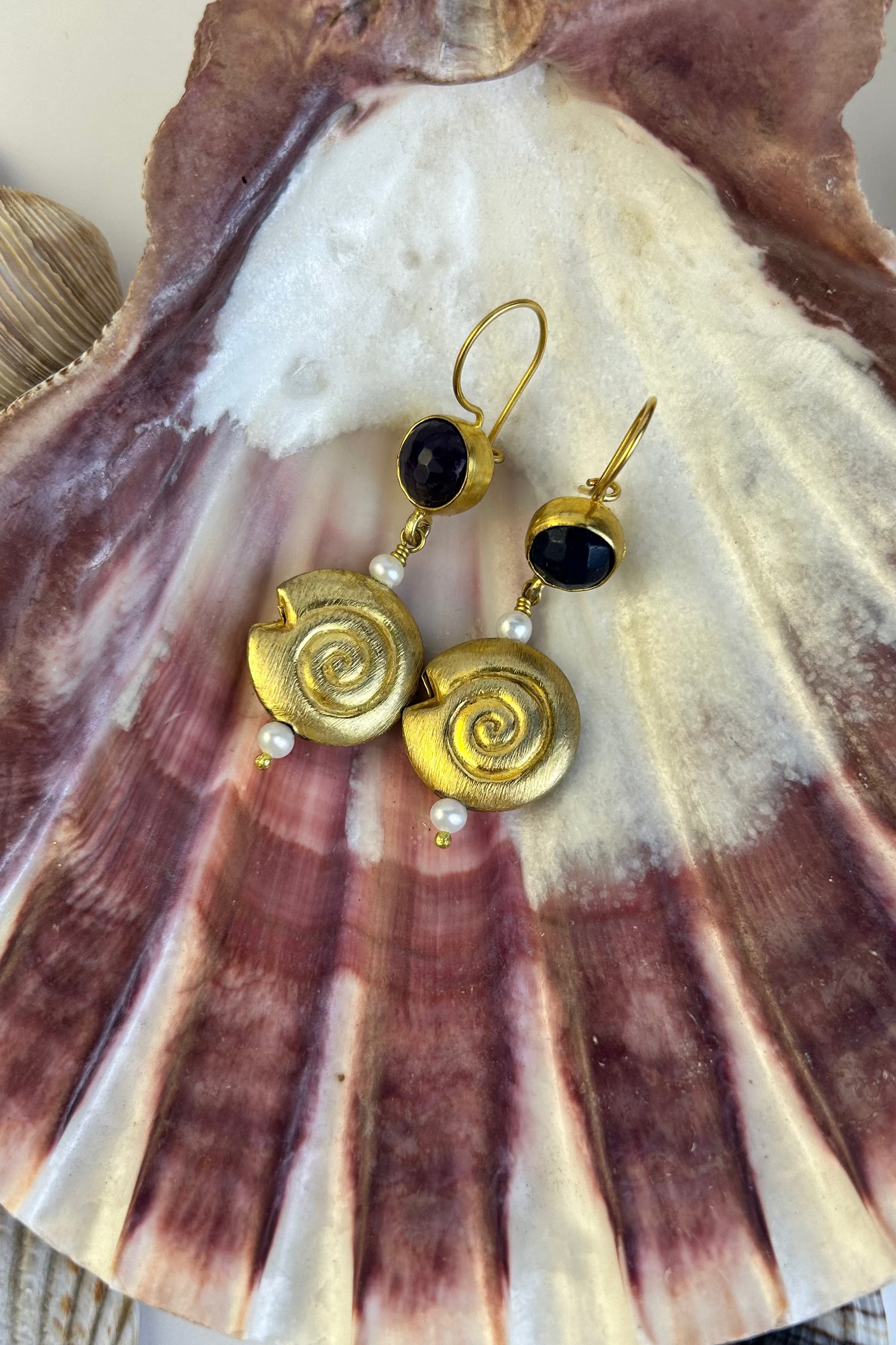 Shell & Amythyst Earrings