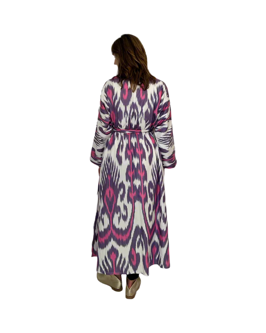 Ikat Robe with Belt Pink