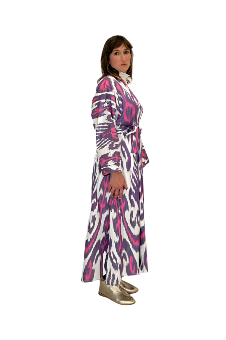 Ikat Robe with Belt Pink