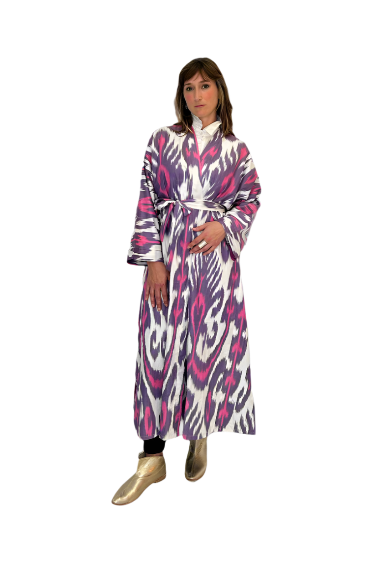 Ikat Robe with Belt Pink