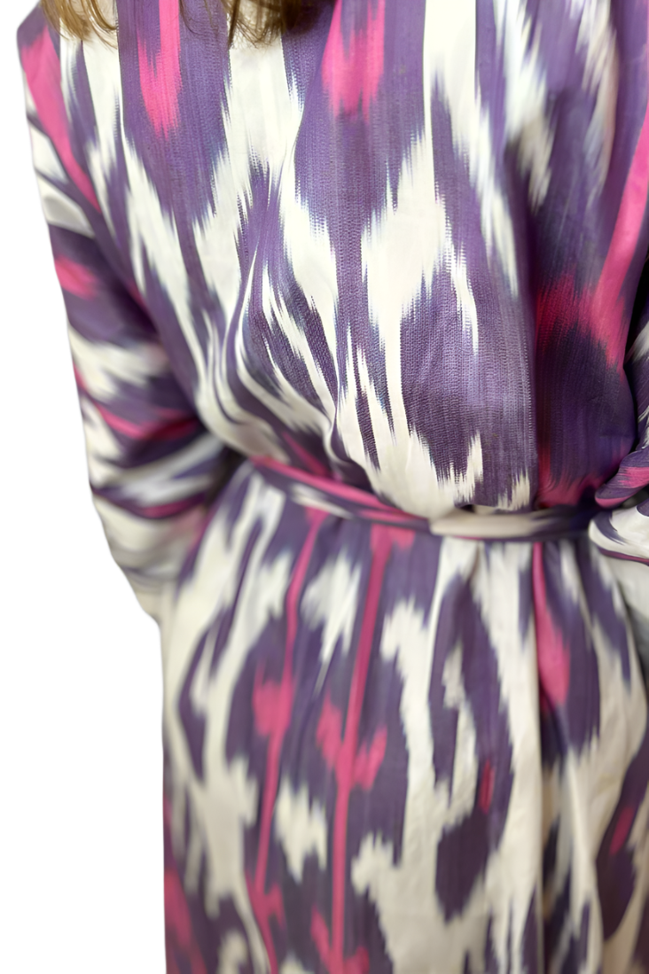 Ikat Robe with Belt Pink