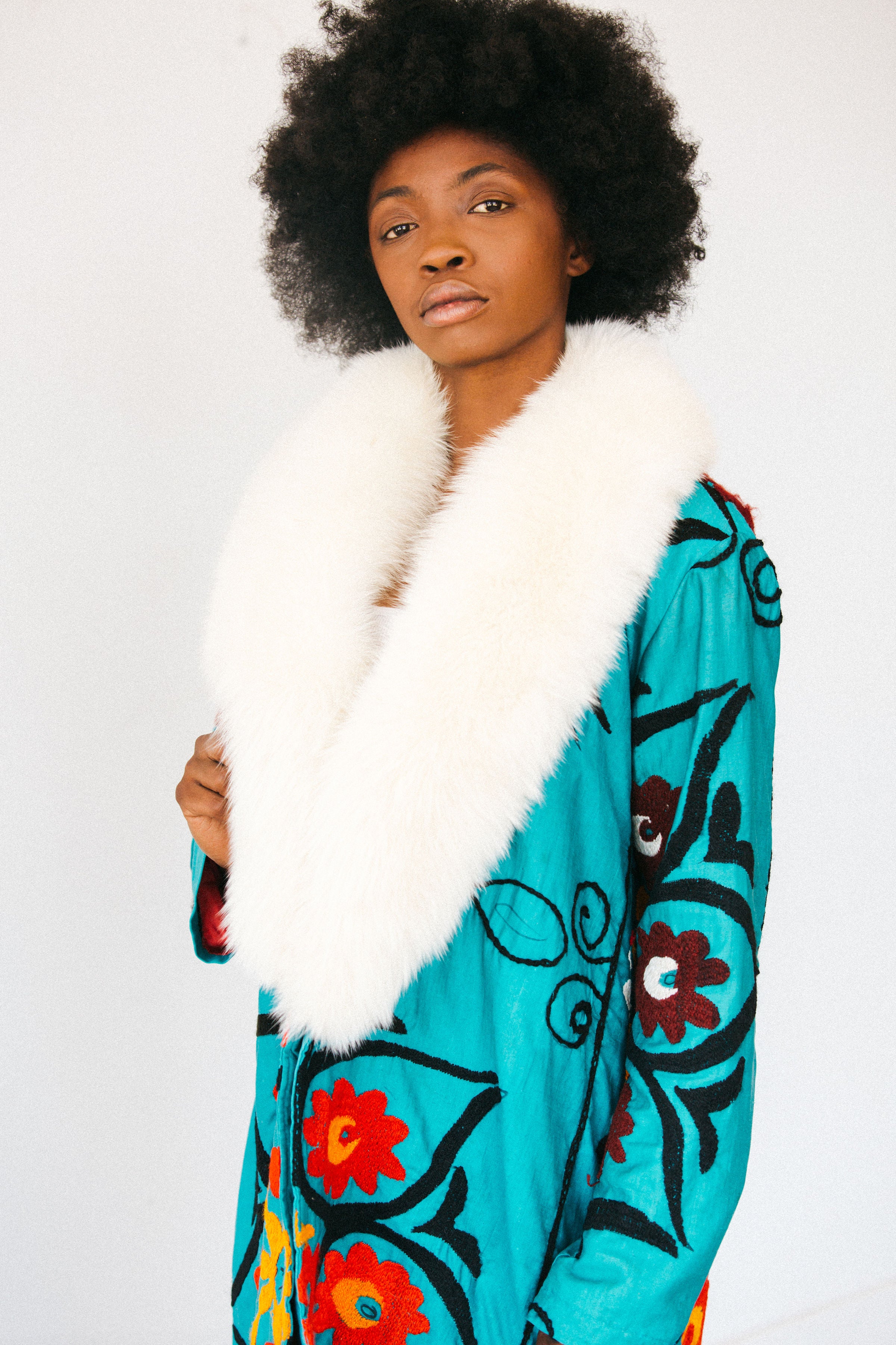 Suzani Coat Turquoise