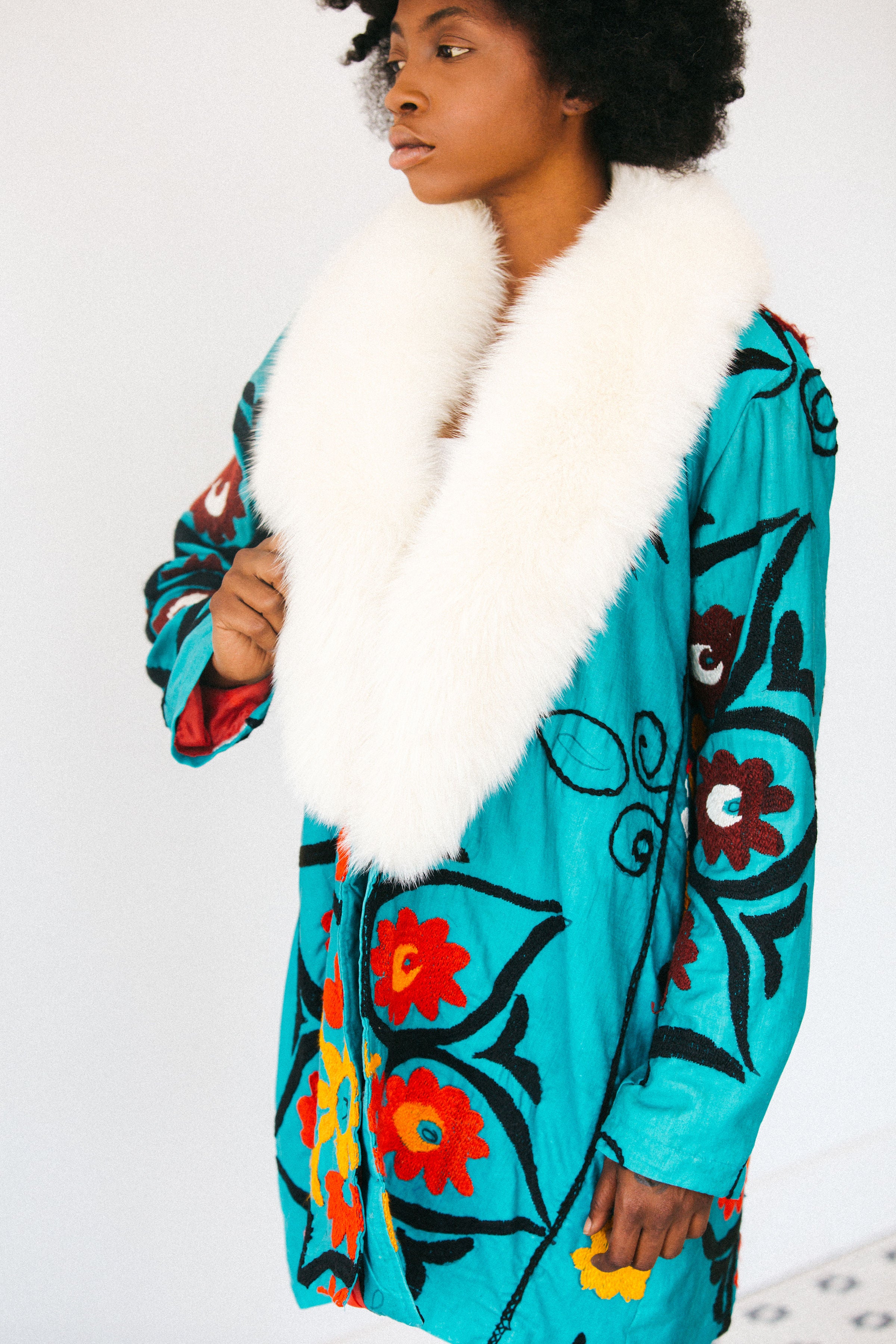 Suzani Coat Turquoise