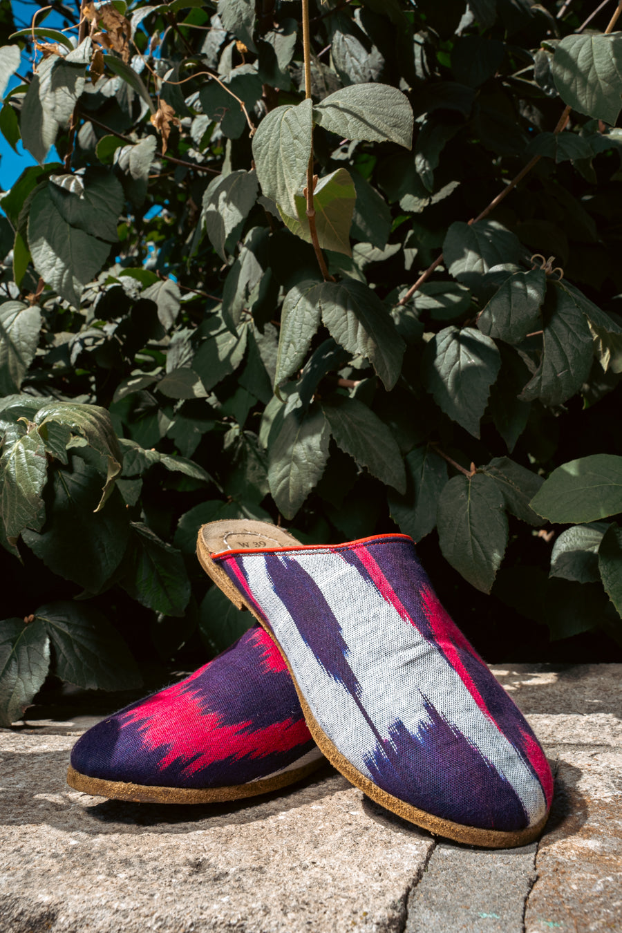 Picasso Mules in Ikat & Shearling